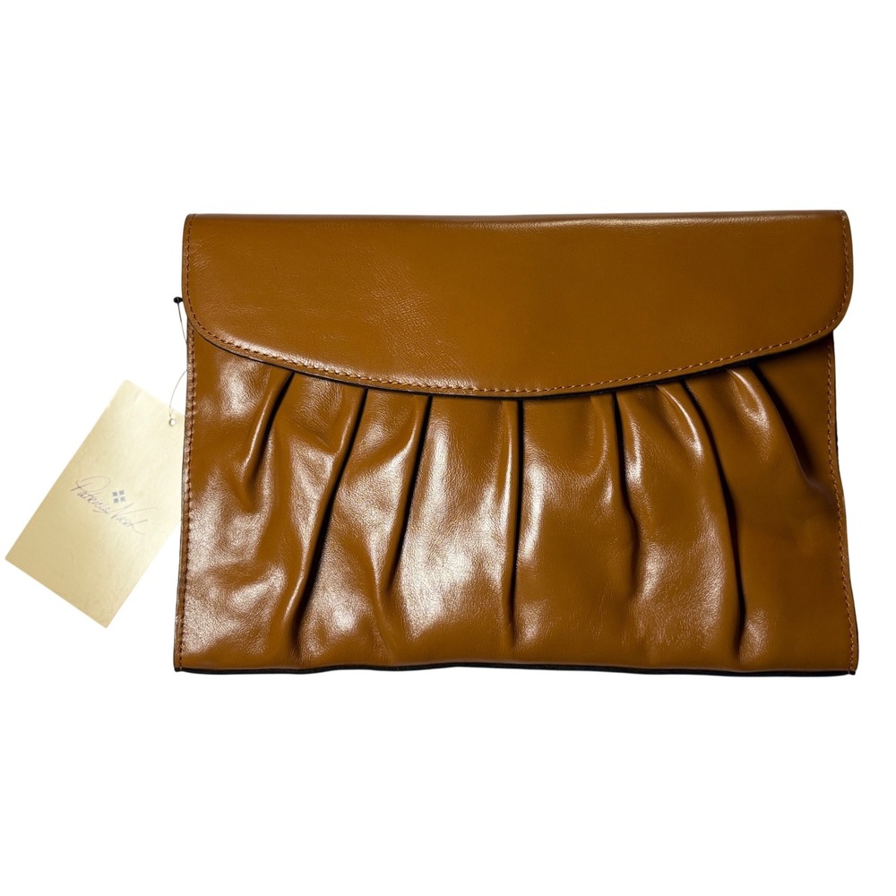 Patricia Nash Charlaronne Leather Clutch Crossbody Light Tan Ruched Handbag‎ OS
